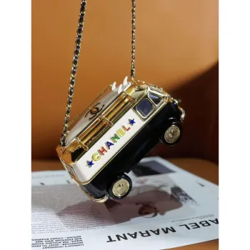 Chanel AS4590 MINI VAN Minaudiere plexi Smalt  Strass & Zlatý kov černá bílá & zlatá