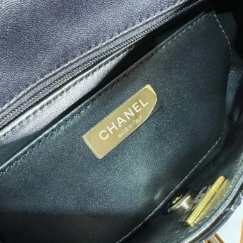 Chanel AS4646 MINI FLAP BAG & STAR COIN PURSE Zrcadlová telecí kůže  Metalická telecí kůže a zlatý kov Černá
