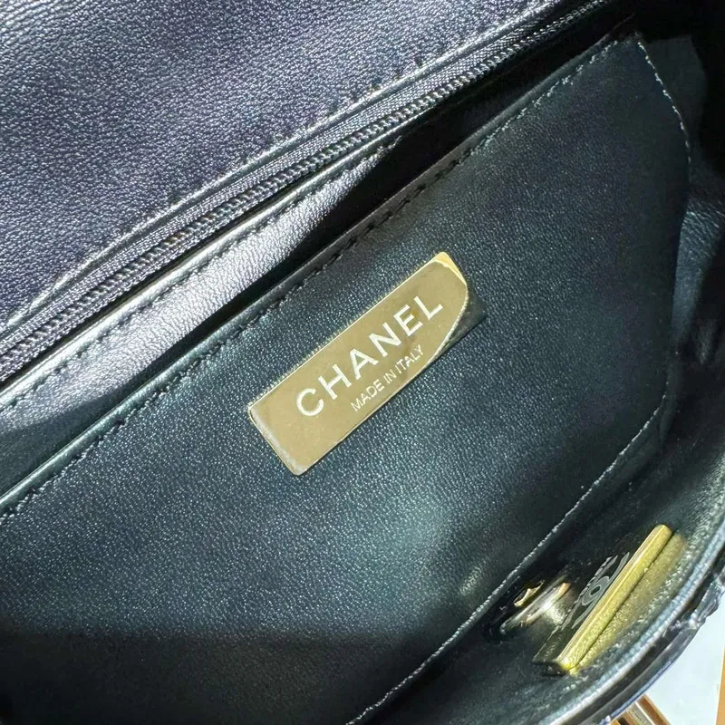 Chanel AS4646 MINI FLAP BAG & STAR COIN PURSE Zrcadlová telecí kůže  Metalická telecí kůže a zlatý kov Černá