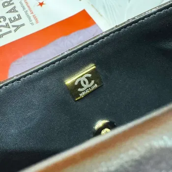 Chanel AS4646 MINI FLAP BAG & STAR COIN PURSE Zrcadlová telecí kůže  Metalická telecí kůže a zlatý kov Černá