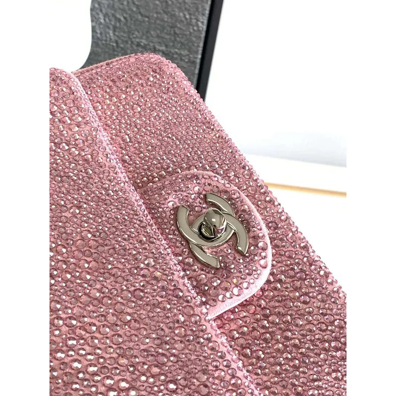 Chanel 20 cm kabelka s klopou a kamínky 23S CF Limited Edition Pink