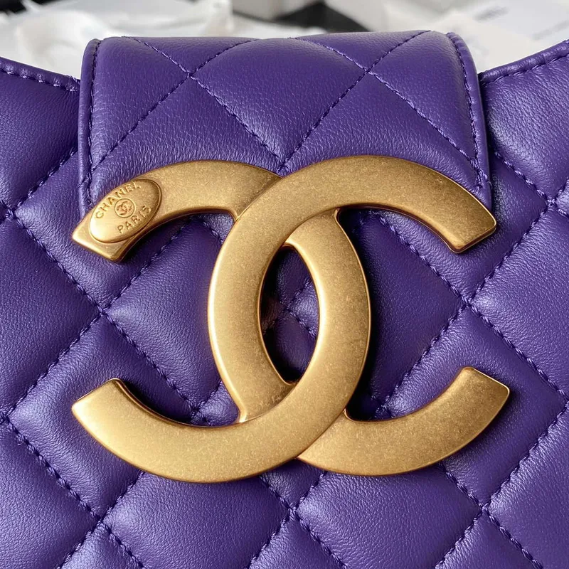 Chanel AS4610 Messenger taška Jehněčí kůže Fialová