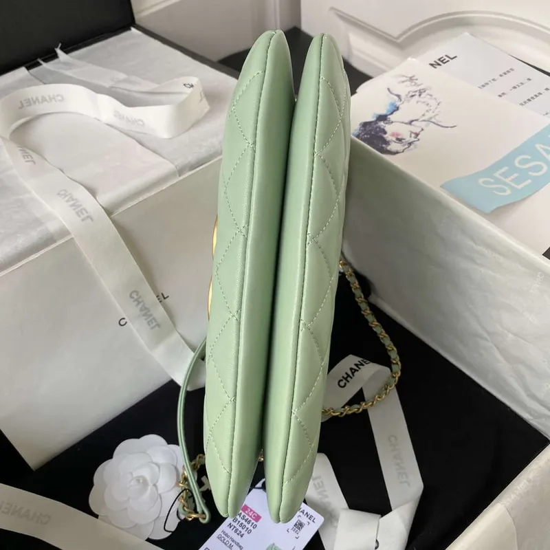 Chanel AS4610 Messenger taška Jehněčí kůže Zelená