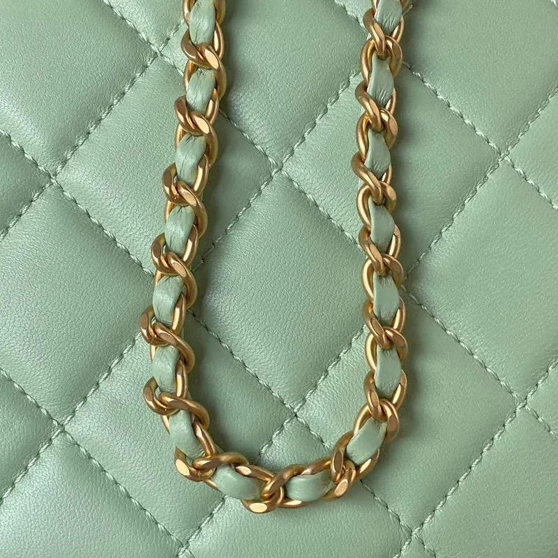 Chanel AS4610 Messenger taška Jehněčí kůže Zelená