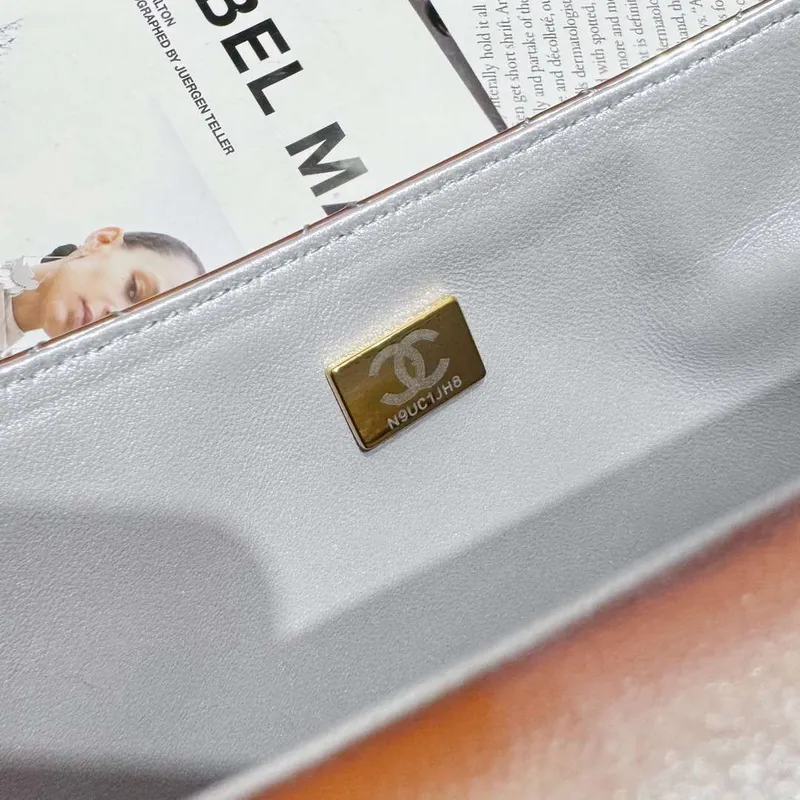 Chanel AS4649 BATOH & Hvězdná peněženka na mince Kovová telecí kůže a zlatý kov Stříbrná