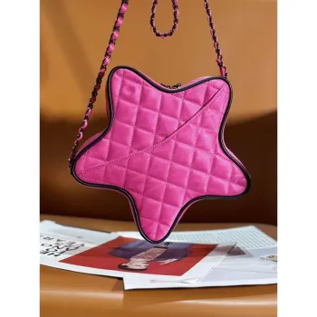 Chanel AS4579 Star Kabelka Saténová a černá metalická růžová