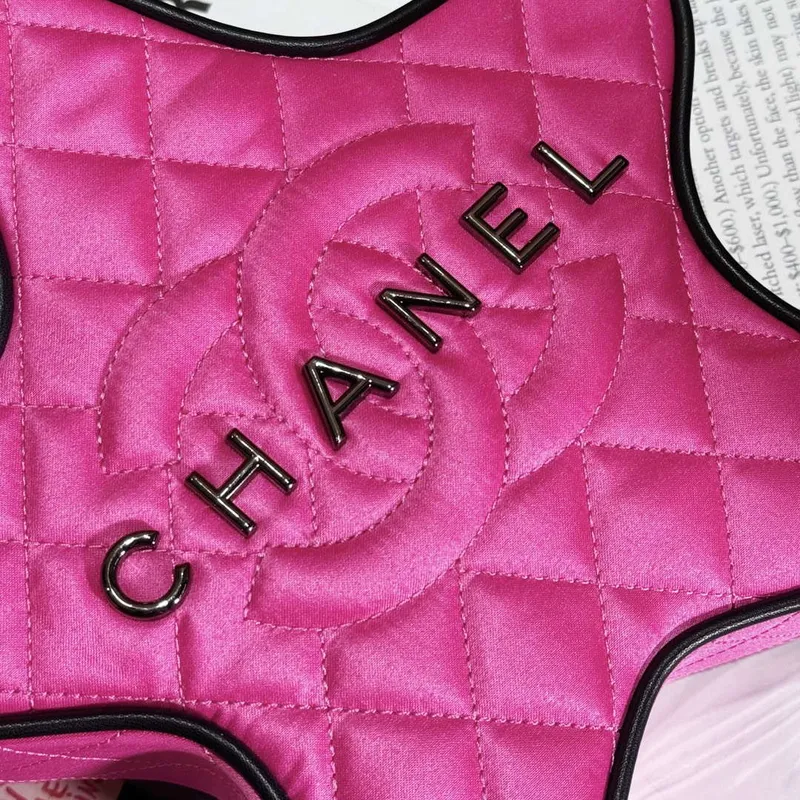 Chanel AS4579 Star Kabelka Saténová a černá metalická růžová