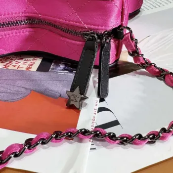 Chanel AS4579 Star Kabelka Saténová a černá metalická růžová