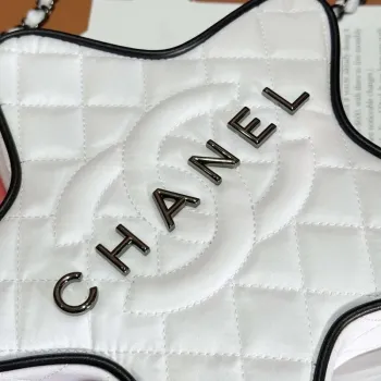 Chanel AS4579 Kabelka Star Satén a černý kov Bílý
