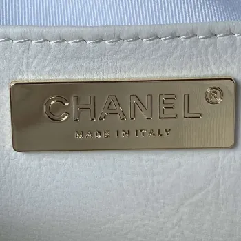 Chanel AS4579 Star Handbag metalická jehněčí kůže zlatá kovová bílá