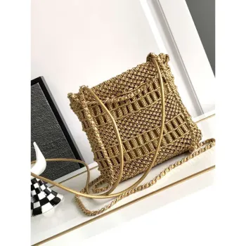 Chanel 22 AS3980 Mini kabelka telecí kůže s uzlem a zlatými kovovými detaily Zlato