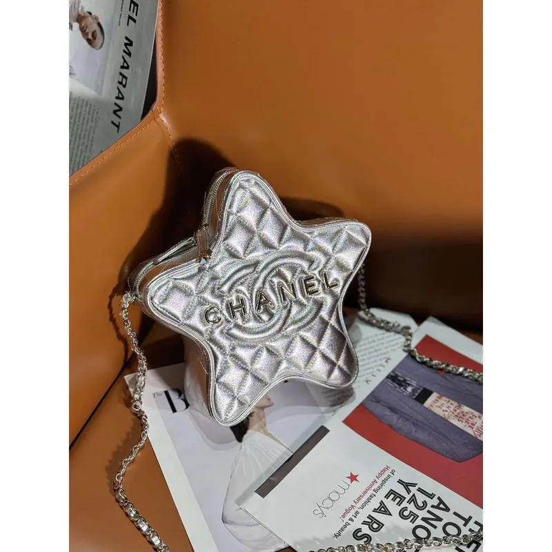 Chanel AS4579 Star Handbag metalická jehněčí kůže zlatá kovová stříbrná
