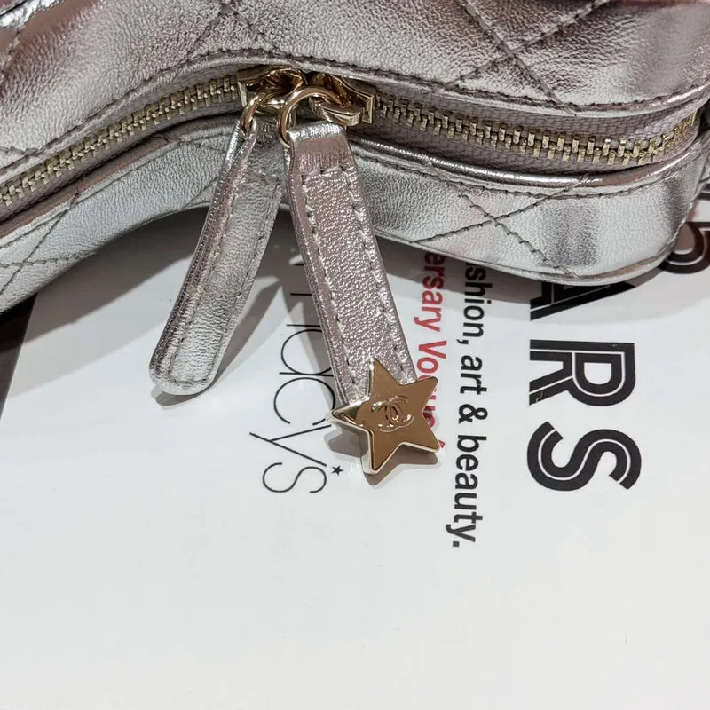 Chanel AS4579 Star Handbag metalická jehněčí kůže zlatá kovová stříbrná