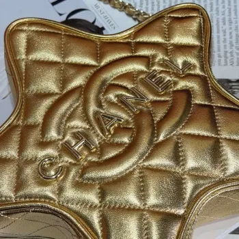 Chanel AS4579 Star Handbag metalická jehněčí kůže zlatý kov Zlato