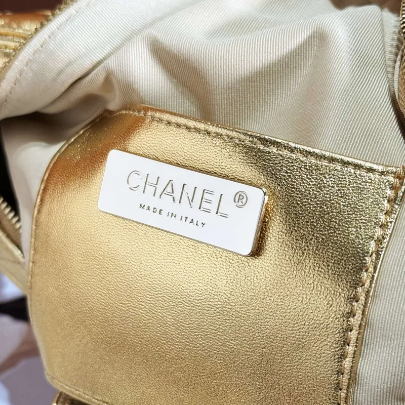 Chanel AS4579 Star Handbag metalická jehněčí kůže zlatý kov Zlato