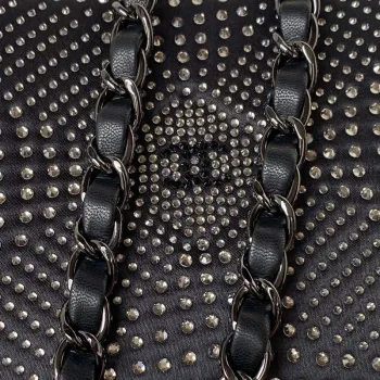 Chanel AS1116 Malá taška s klopou Velvet Crystal Pearl A69900 Černá