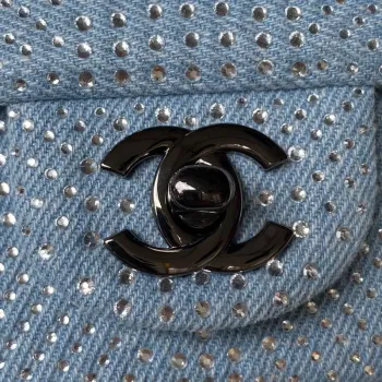 Chanel AS1116 Malá taška s klopou Velvet Crystal Pearl A69900 Modrá