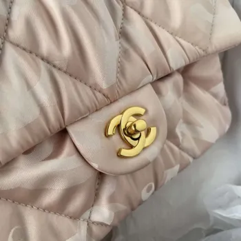 Chanel AS1118 Kabelka s klopou Saténová látka Růžová