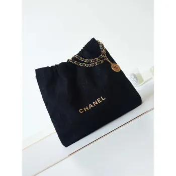 Chanel 22 Kabelka Shiny AS3261 Černý samet Zlato