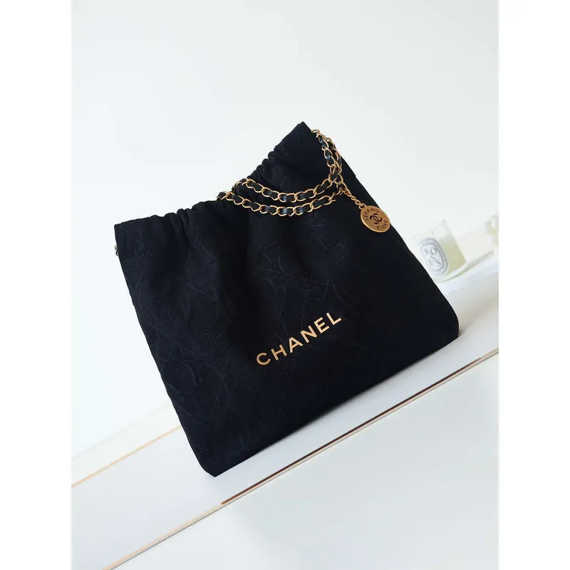 Chanel 22 Kabelka Shiny AS3261 Černý samet Zlato