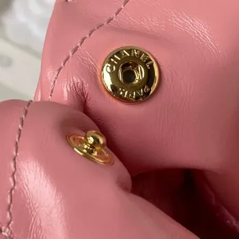 Chanel 22 Taška AS4486 Kabelka Lesklá telecí kůže Růžová se zlatem