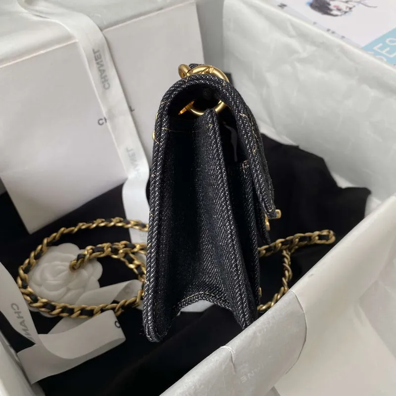 Chanel AS4051 Taška s klopou Denim Canvas Zlatá kovová Černá