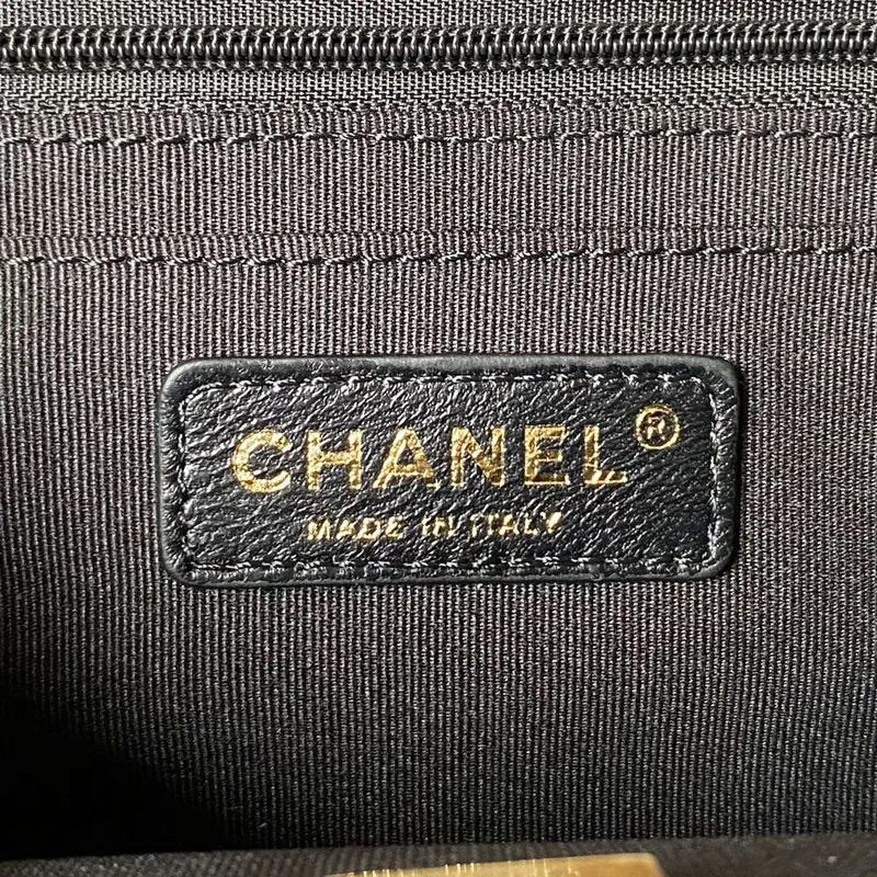 Chanel AS4051 Taška s klopou Denim Canvas Zlatá kovová Černá