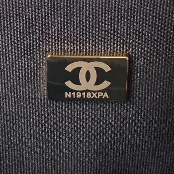 Chanel AS4051 Taška s klopou Denim Canvas Zlatá kovová Černá