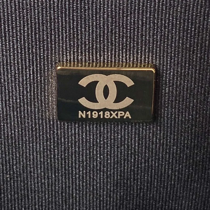 Chanel AS4051 Taška s klopou Denim Canvas Zlatá kovová Černá