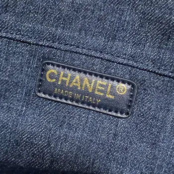 Chanel AS4051 Taška s klopou Denim Canvas Zlatá Kovová Modrá