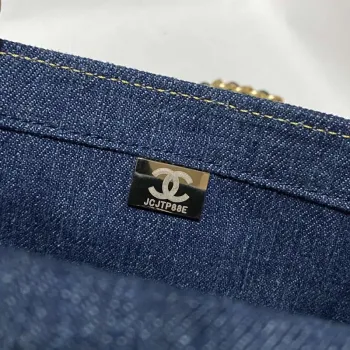 Chanel AS4051 Taška s klopou Denim Canvas Zlatá Kovová Modrá