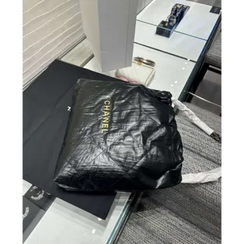 Chanel 22 Kabelka AS3261 Zmačkaná telecí kůže Černá Zlatá