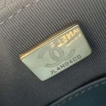 Chanel AS4422 23K Hobo taška z jehněčí kůže, zlatý kov, tmavě modrá