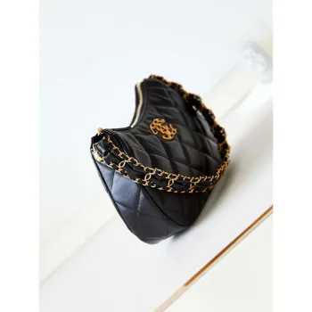 Chanel AS4422 23K Hobo taška z jehněčí kůže, zlatý kov, černá