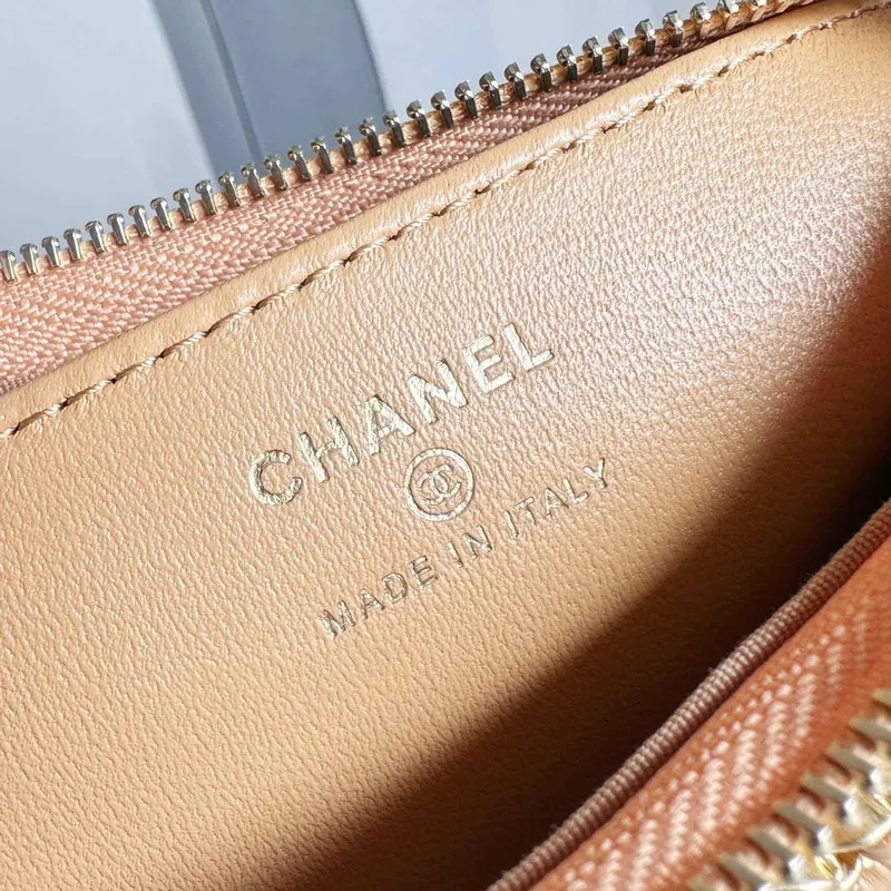 Chanel AP3647 23K Malá taška Hobo z jehněčí kůže, zlatý kov, hnědá