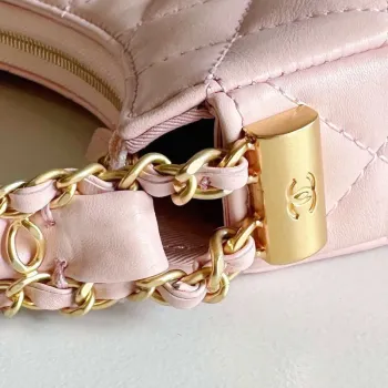 Chanel AP3647 23K Malá taška Hobo z jehněčí kůže, zlatý kov, růžová
