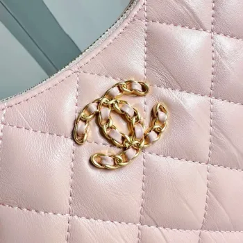 Chanel AP3647 23K Malá taška Hobo z jehněčí kůže, zlatý kov, růžová