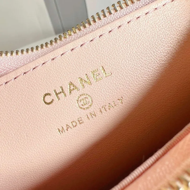 Chanel AP3647 23K Malá taška Hobo z jehněčí kůže, zlatý kov, růžová