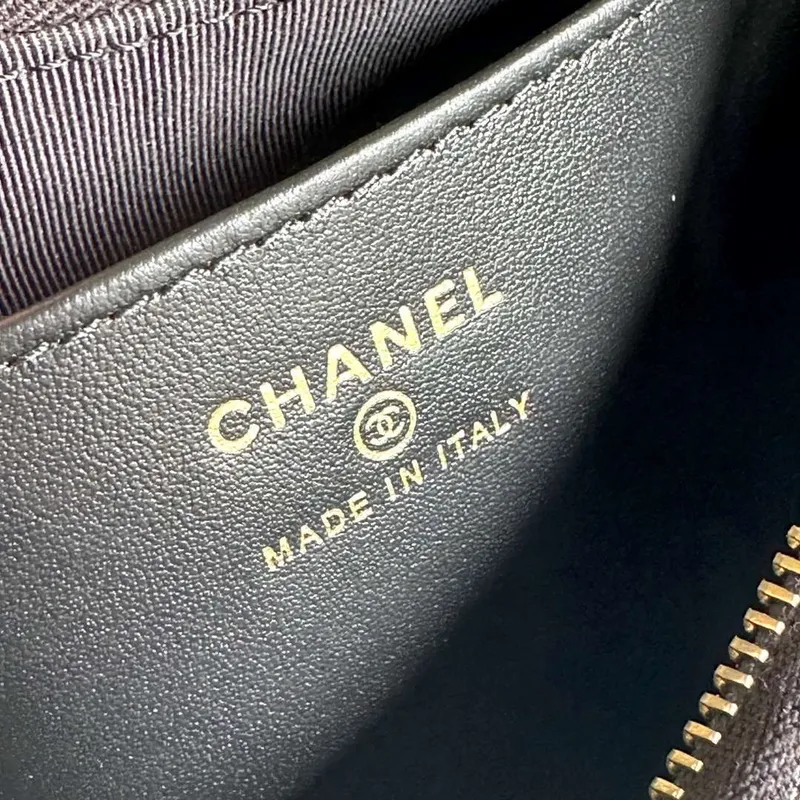 Chanel AP3647 23K Malá taška Hobo z jehněčí kůže, zlatý kov, černá