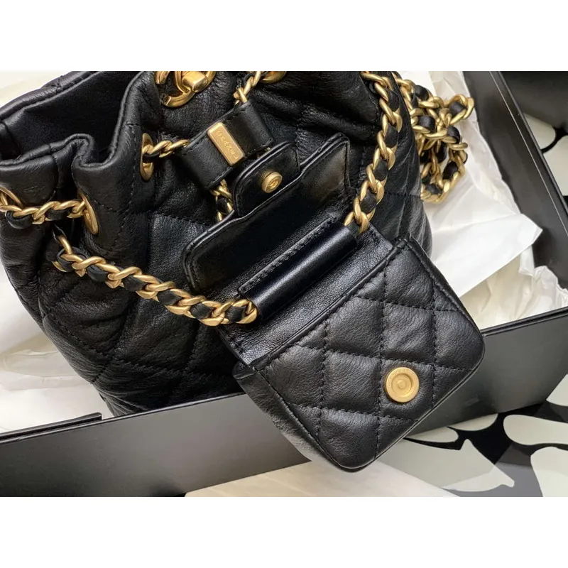 Chanel AS3947 Malý batoh Lambski & Zlatý kov Černá