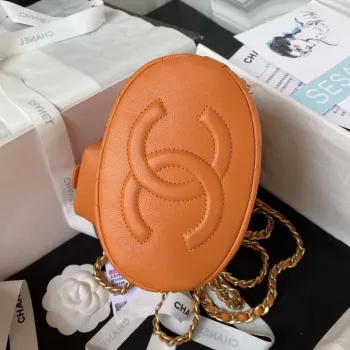 Chanel AS3947 Malý batoh Lambski & Zlatý kov Oranžová