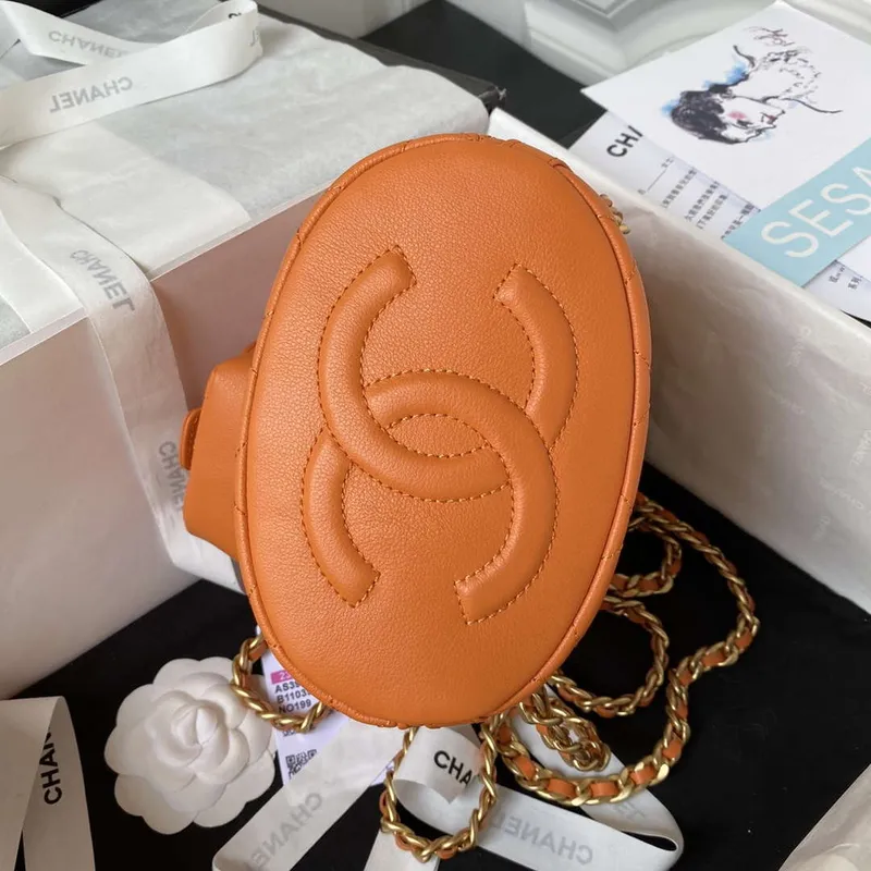 Chanel AS3947 Malý batoh Lambski & Zlatý kov Oranžová