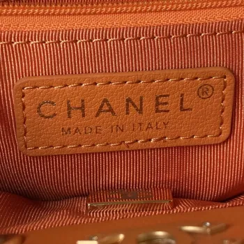 Chanel AS3947 Malý batoh Lambski & Zlatý kov Oranžová