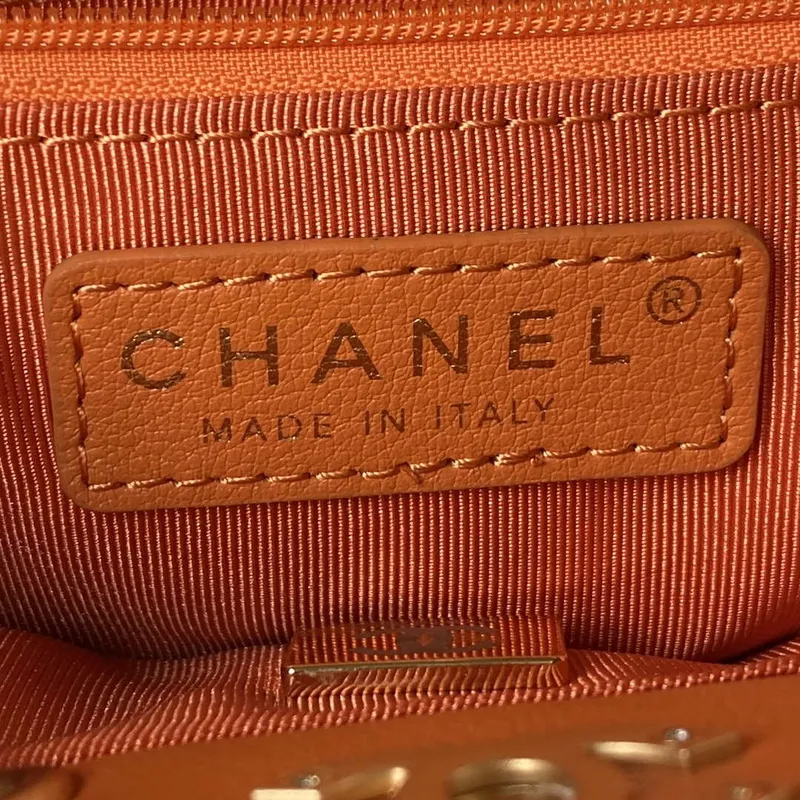 Chanel AS3947 Malý batoh Lambski & Zlatý kov Oranžová