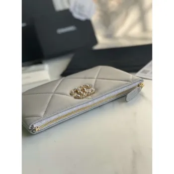 Chanel AP1059 Pouche Lambskin taška Peněženka Držák na karty Šedá