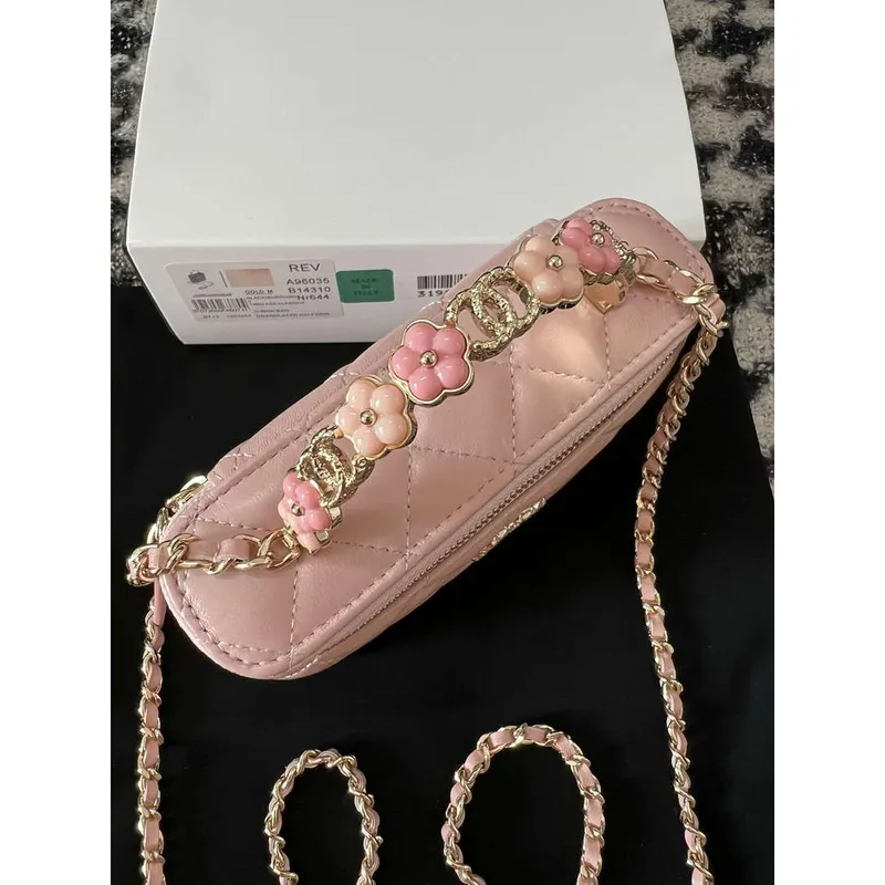 Chanel A96035 CLUTCH Kabelka z jehněčí kůže Vanity Box růžová