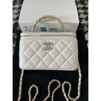 Chanel A96035 CLUTCH Kabelka z jehněčí kůže Vanity Box bílá
