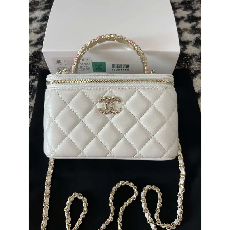 Chanel A96035 CLUTCH Kabelka z jehněčí kůže Vanity Box bílá