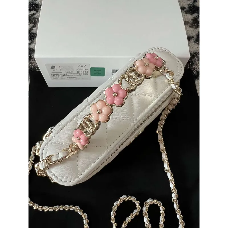 Chanel A96035 CLUTCH Kabelka z jehněčí kůže Vanity Box bílá