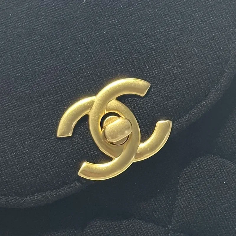 Chanel AS4416 Mini nákupní taška Sametová zlatá barva kovu Černá